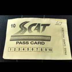 (6) 10 Punch S.C.A.T. (St. Charles Area Transit) Pass Cards - Good for 60 Rides Total, $30 Value, Sell First $25