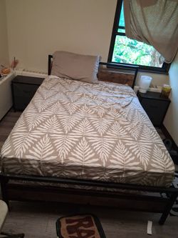 Bedframe mattress two side tables all together sold