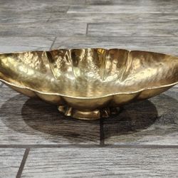 Vintage hammered solid brass pedestal compote centerpiece bowl