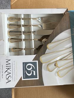 Mikasa Cameo Gold 65-Piece Flatware Set, New