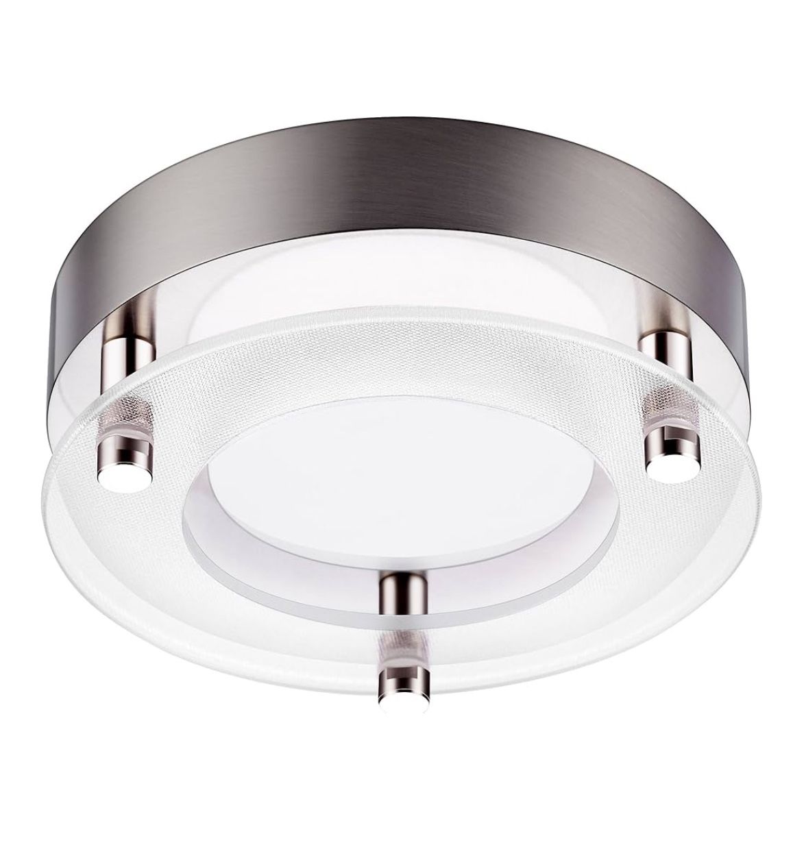 GETINLIGHT Dimmable Surface Mount LED Ceiling Light, 5.5-Inch, 12W(60W Equivalent), 660lm, 3000K(Soft White), Brushed Nickel Finished, ETL Listed, Wet