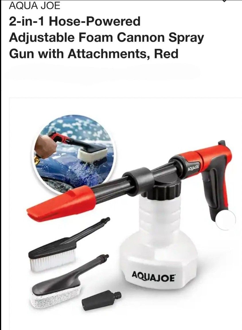 Aqua Joe 2-in-1 All-Purpose Garden Hose-Powered Adjustable Foam Cannon Spray Gun Kit