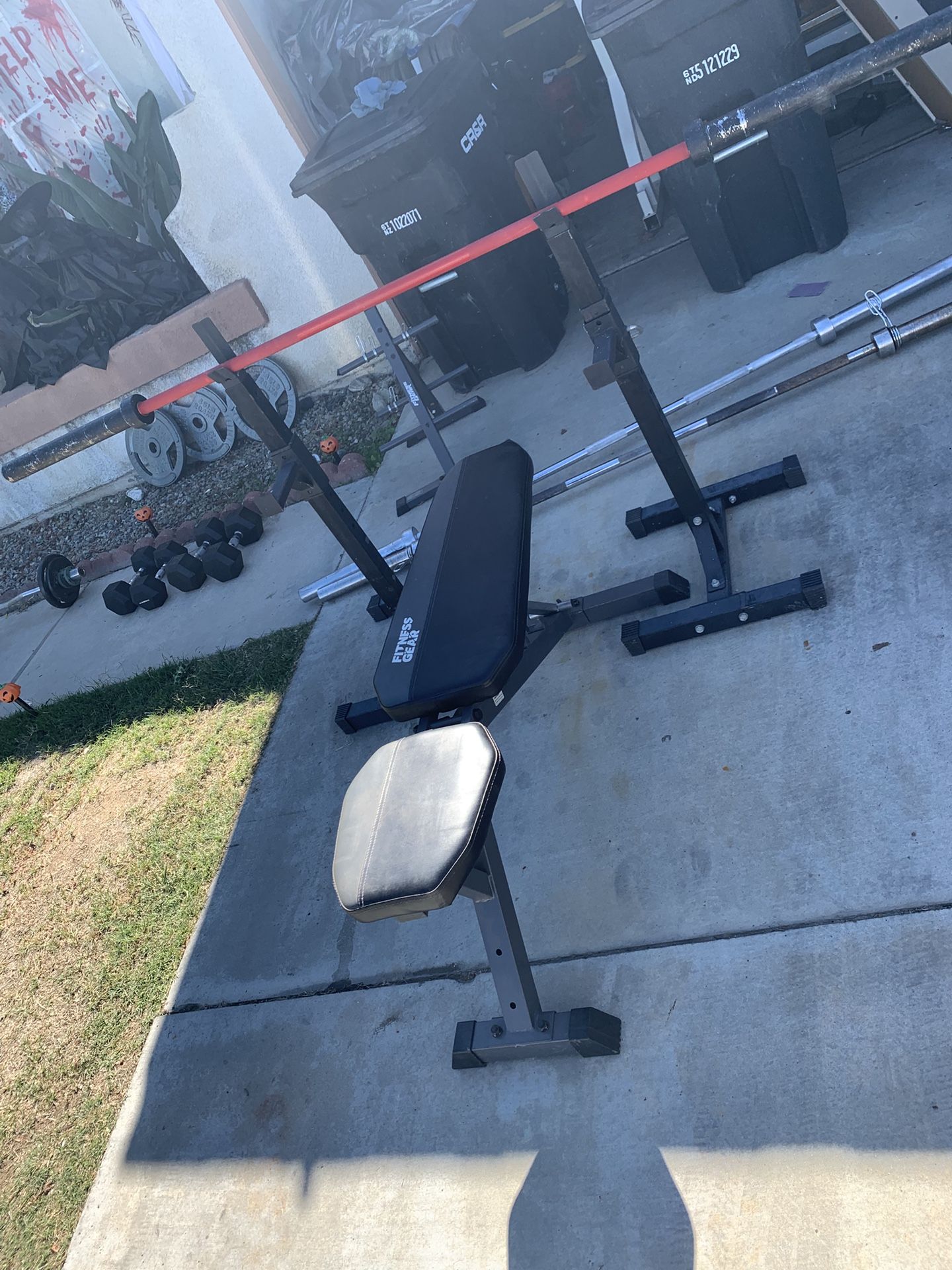 Weight Bench And 7 Ft Olympic Bar. 