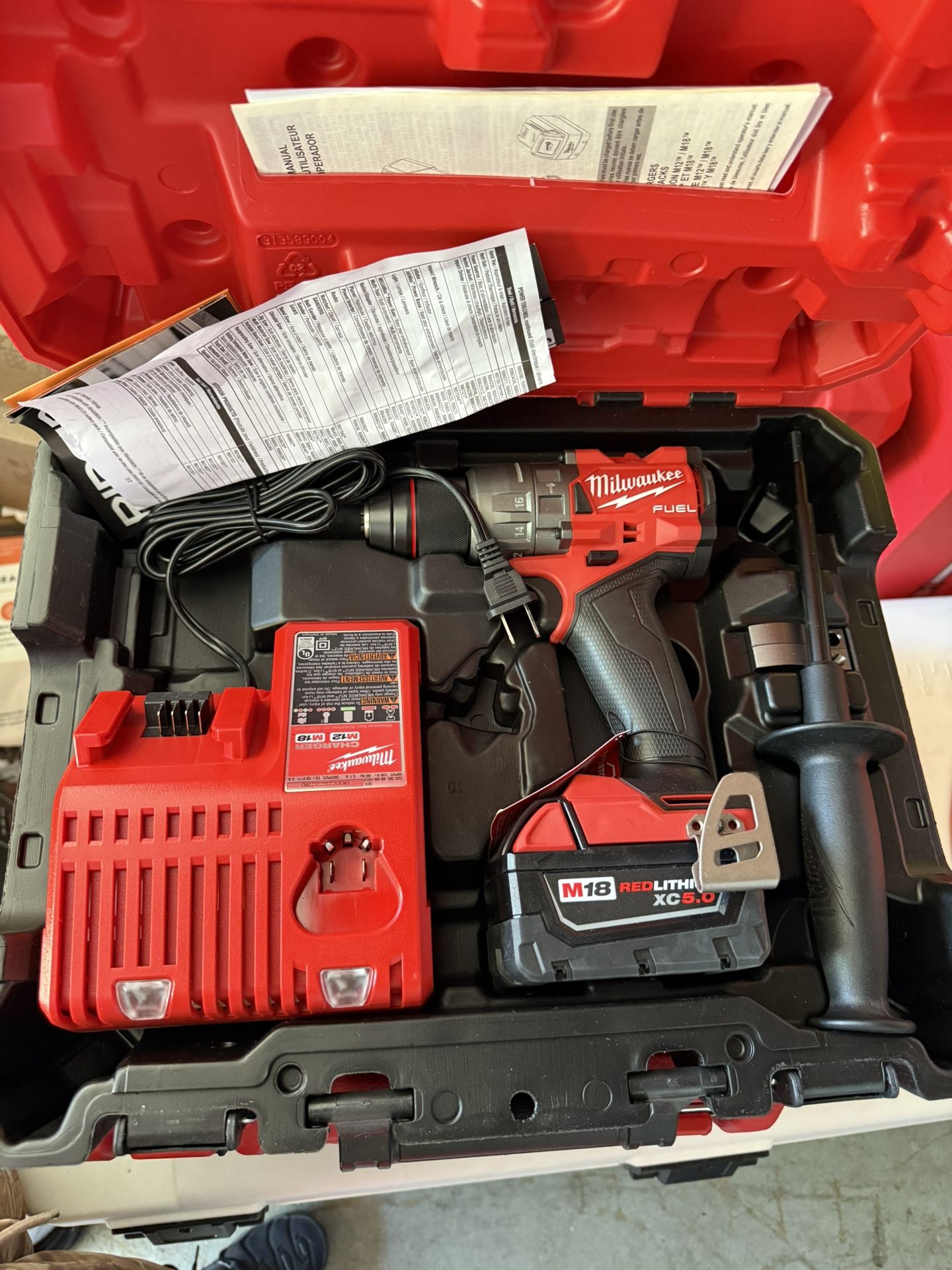 Milwaukee Hammer Drill Driver Kit with Two 5.0 Ah Batteries and Hard Case