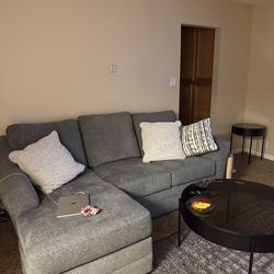 Reversible chaise sofa with chair and ottoman (pillows included)