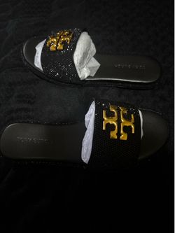 Tory Burch slides with rhinestones