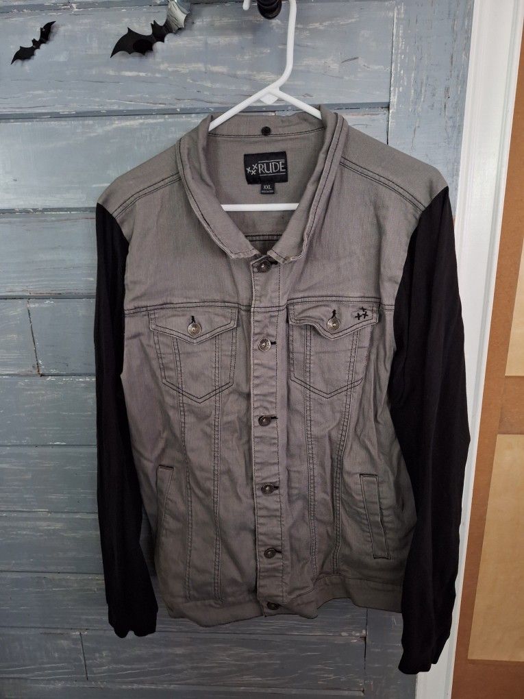 Rude Denim Jacket With Black Sleeves