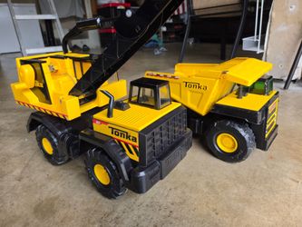 Vintage Tonka Steel Construction Truck Bundle - Mighty Dump Truck & Mighty Crane