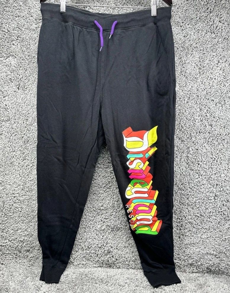 Disney Women's Sweatpants Black Medium Disneyland Resort Drawstring Pull On