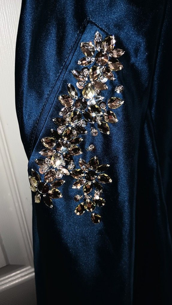 golden dress for prom Gold V Neck Prom Dress With Rhinestone Beading And Open Lace Back