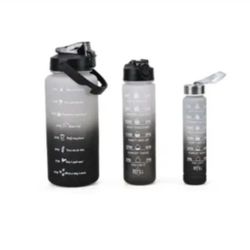 Set Of Three Plastic Sport Bottles