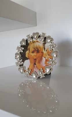 Small Silver Tone Metal Photo Frame Hold 4"