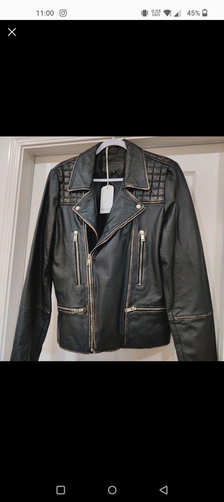 Heavyweight Genuine Leather Moto Biker Jacket Washed Black Brown