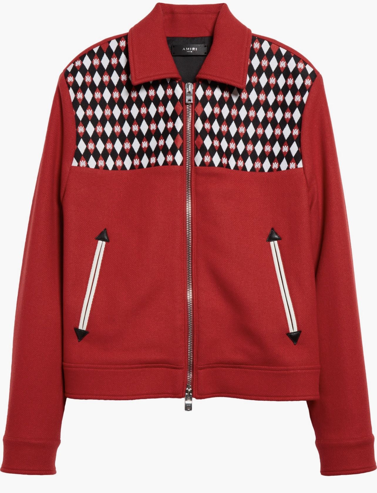 NWT Amiri Goji Berry Diamond Wool Blend Embroidered Work Jacket M (40)