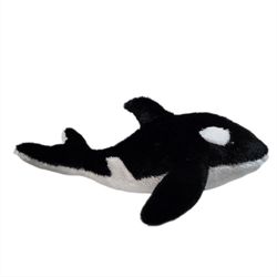 Aurora World Killer Whale Orca Plush 16" Stuffed Animal Black While Fish Safari
