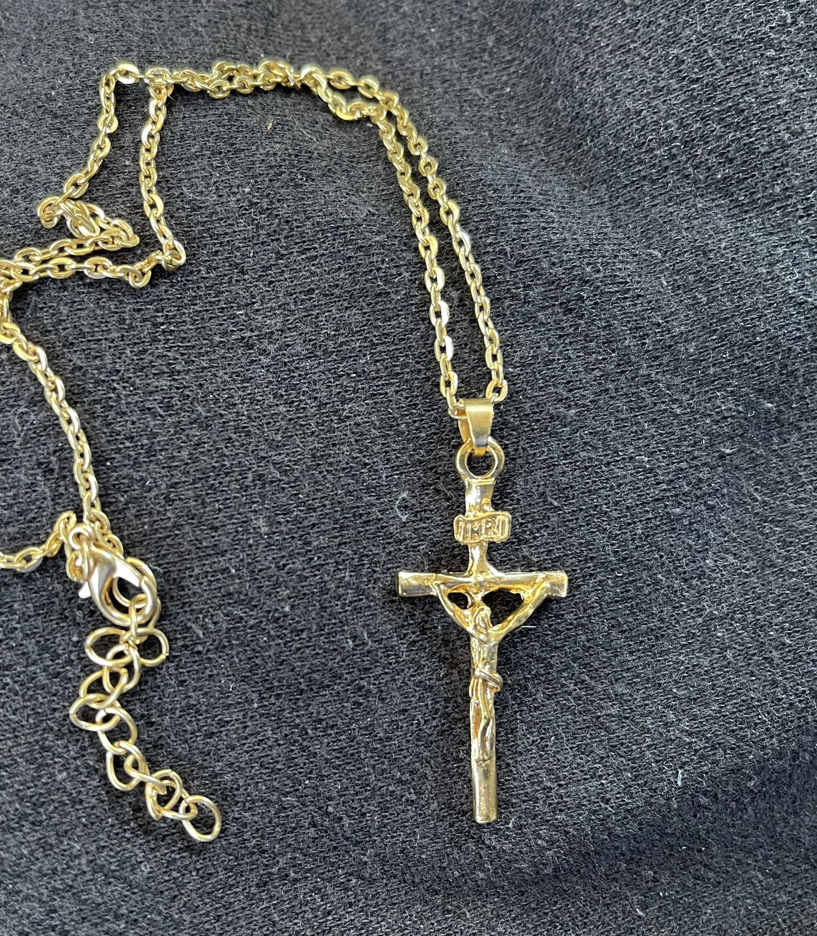 18k Gold filled cross Adjustable necklace 