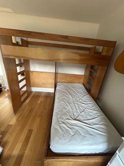 Solid Wood Loft Bunk Bed Frame (reversible L-shape)