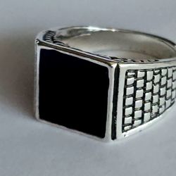 TITANIUM FOREVER WEAR SILVER Men's NEW Size 10 BLACK EBONY RING