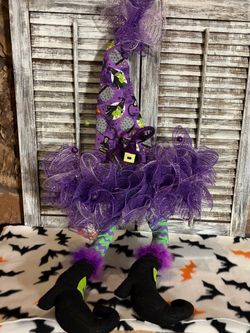HANDMADE artificial mesh witch wreath with legs