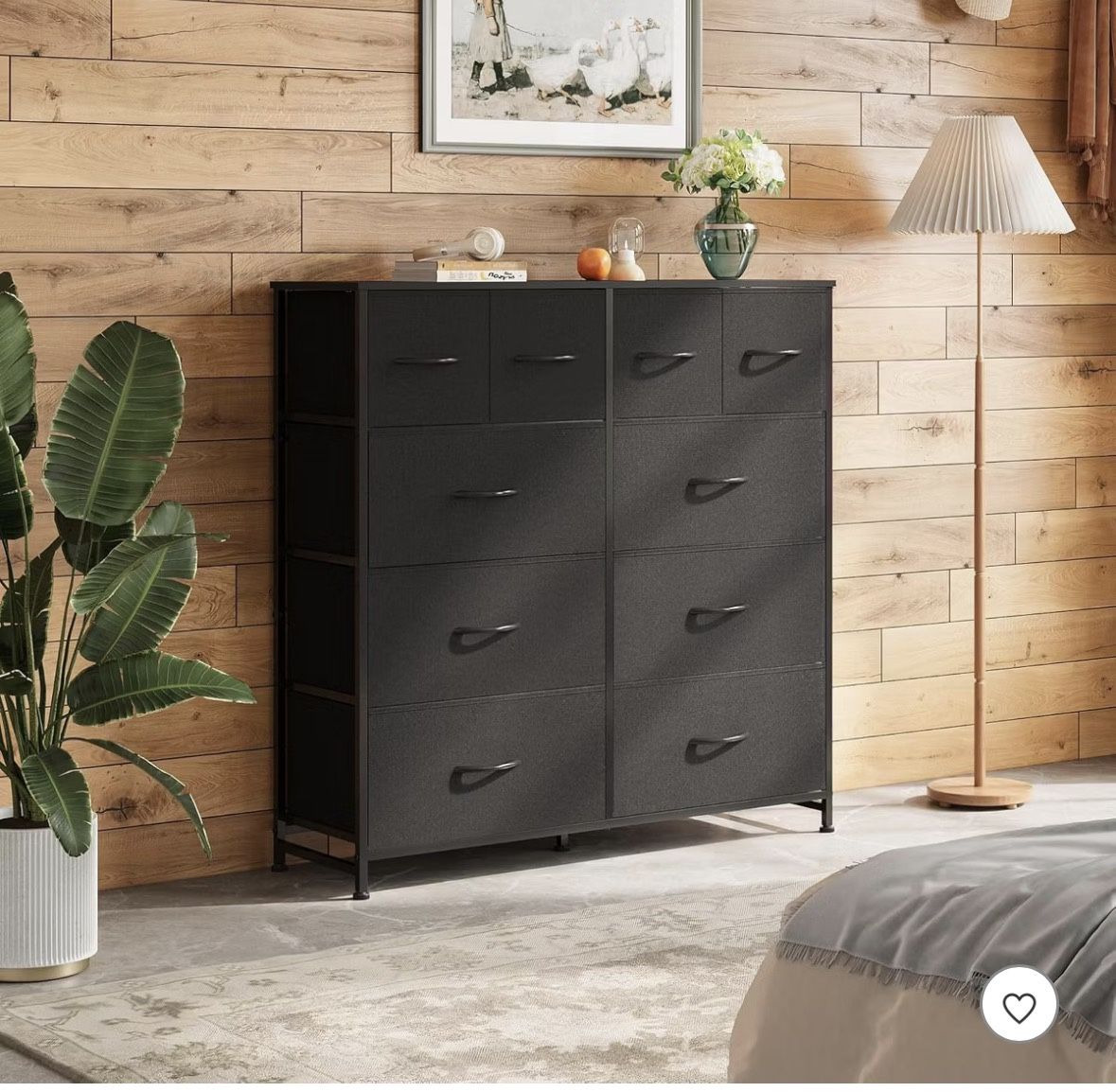 Black 10-Drawer Fabric Dresser Storage Tower