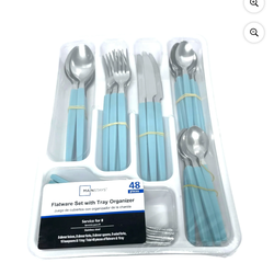 49-piece Mainstays Flatware Set with Tray-NEW