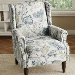 Uixe
Plants Blue Linen Upholstered High Back Accent Arm Chair with Nailhead 