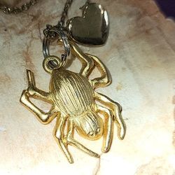 Spidey Charm & Goldtone Petite Heart