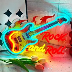 Rock and Roll Guitar LED Neon Sign