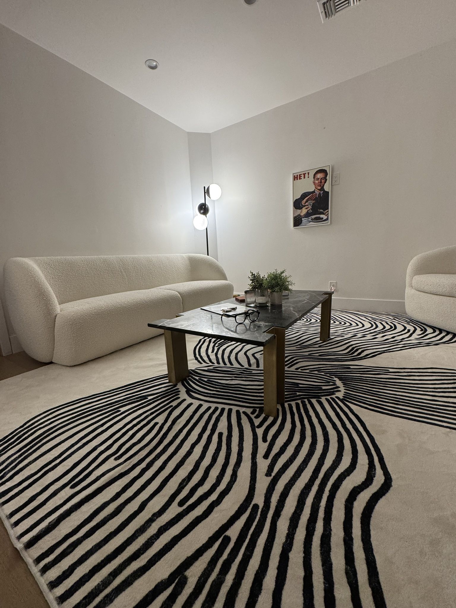 White Sherpa Modern Couch