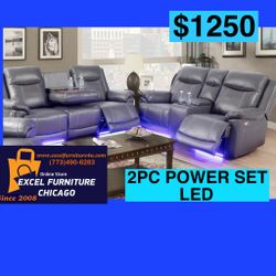 💥FREE DELIVERY💥Brand New POWER, LED, USB  2PC Reclining Sofa Loveseat Set 