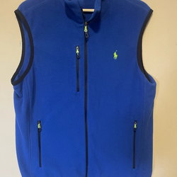 Polo Ralph Lauren Vest Mens Size Large Blue Fleece Full Zip Pockets Windbreaker.