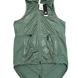 Adidas ClimaStorm Women S Vest Full Zip Stand collar Lightweight Jacket Green