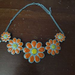 5 Orange Daisy Necklace