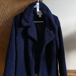 Women’s Old Navy dark blue, collared boucle / sherpa coat - medium - BRAND NEW, NWT