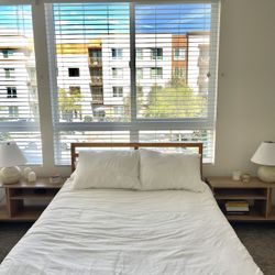 Set of 2 Modern Wood Nightstands, Minimalist And Versatile Open Shelf Design