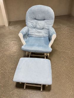 Blue Rocking Chair and foot rest