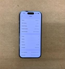 Apple iPhone 15 White Cellphone Smartphone Touchscreen MTLY3LL/A 128GB storage Memory Unlocked Carrier 5G Wifi Bluetooth battery 100%