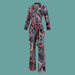 Patterned, Jumpsuit in Black & Red/Multicolor by Find Me *New w/o Tag*