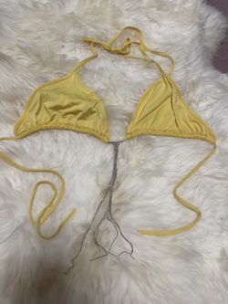 Med yellow bikini top festival rave boho top swimsuit outfit chain