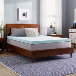 3-inch Gel Memory Foam Mattress Topper - Blue - Queen 