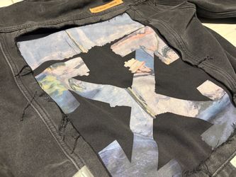 Off-White Denim Jacket with Graphic Back Print