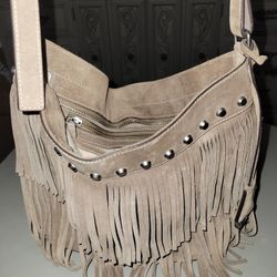 Michael Kors Billy Fringe Medium Convertible Bag Dune Suede Leather

