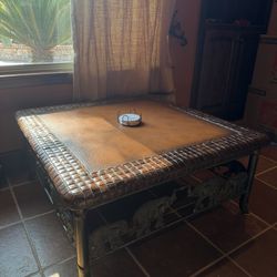 Maitland Smith Elephant Figural & Leather Coffee Table
