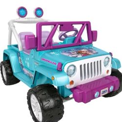 Power Wheels Disney Frozen Jeep Wrangler Ride-On 12V Car w/ Music 3-7 New