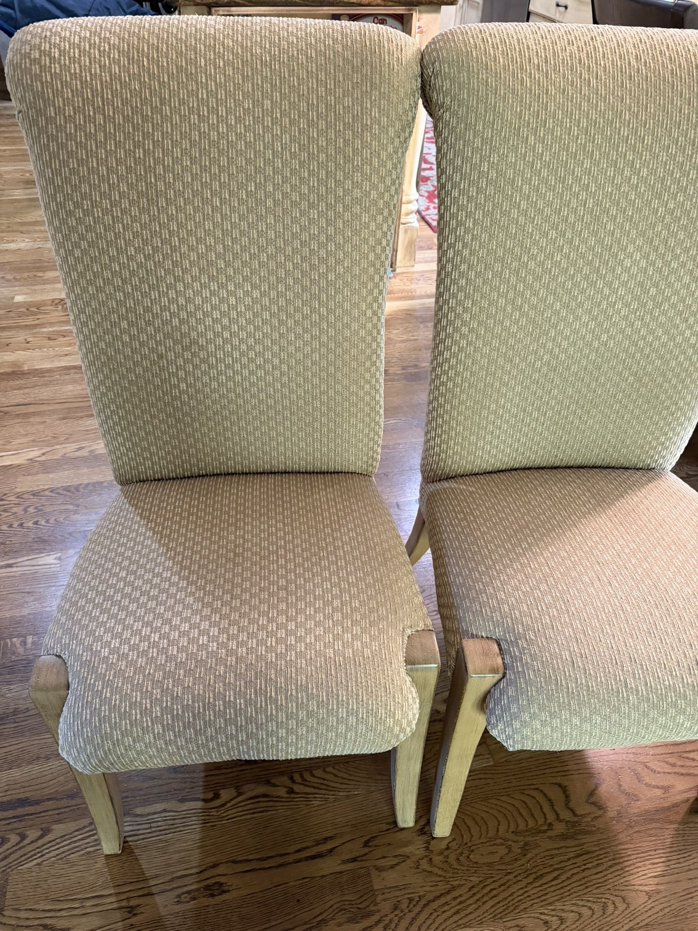 Drexel Heritage Vintage Dining Chairs Upholstered Cream w/ Solid Wood Frame-Set of 2