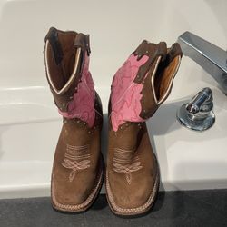 Pink And Brown Girl Boots 