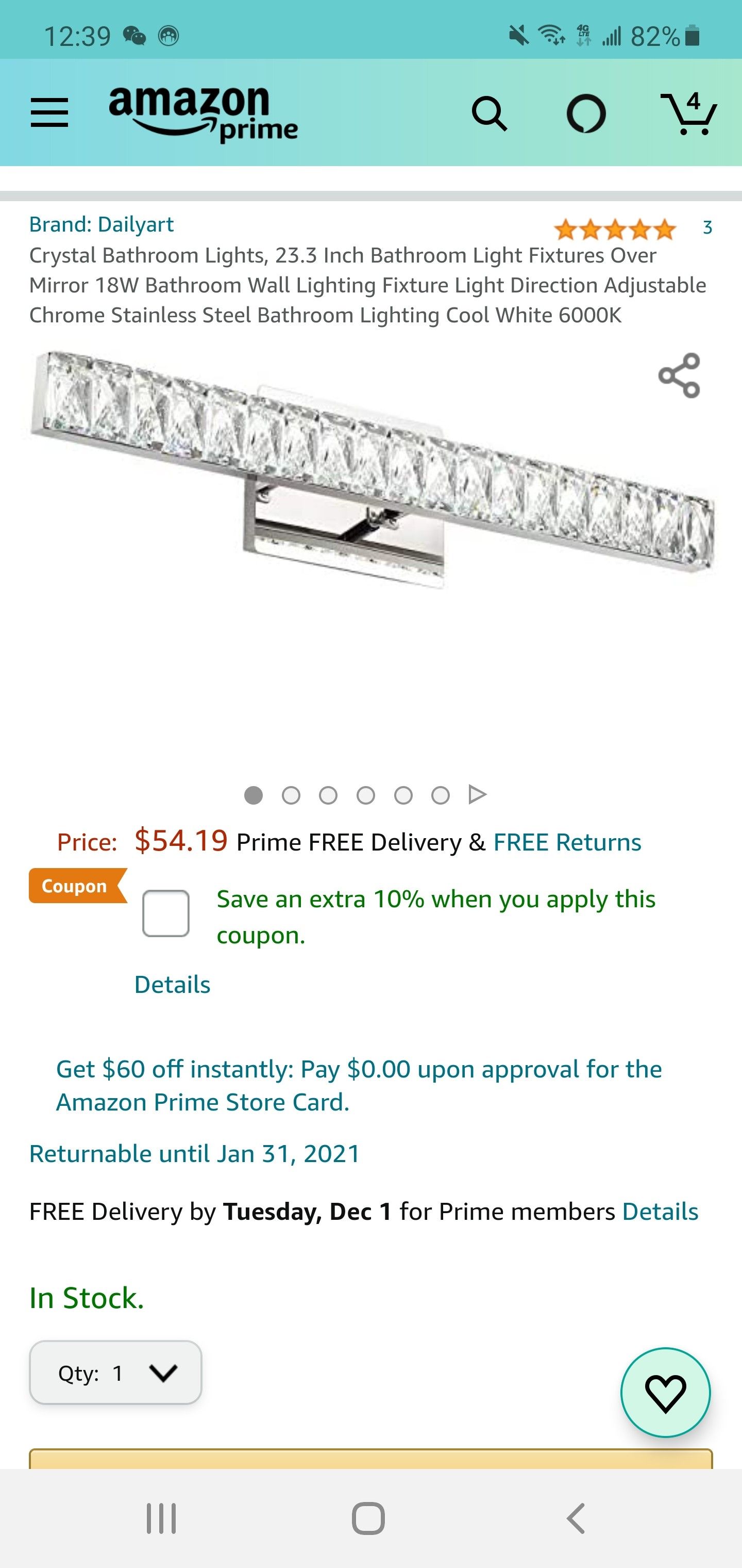 Crystal Bathroom Lights, 23.3 Inch Bathroom Light Fixtures Over Mirror 18W