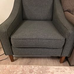 Navy Blue Armchair with Brown Legs - Great condition 