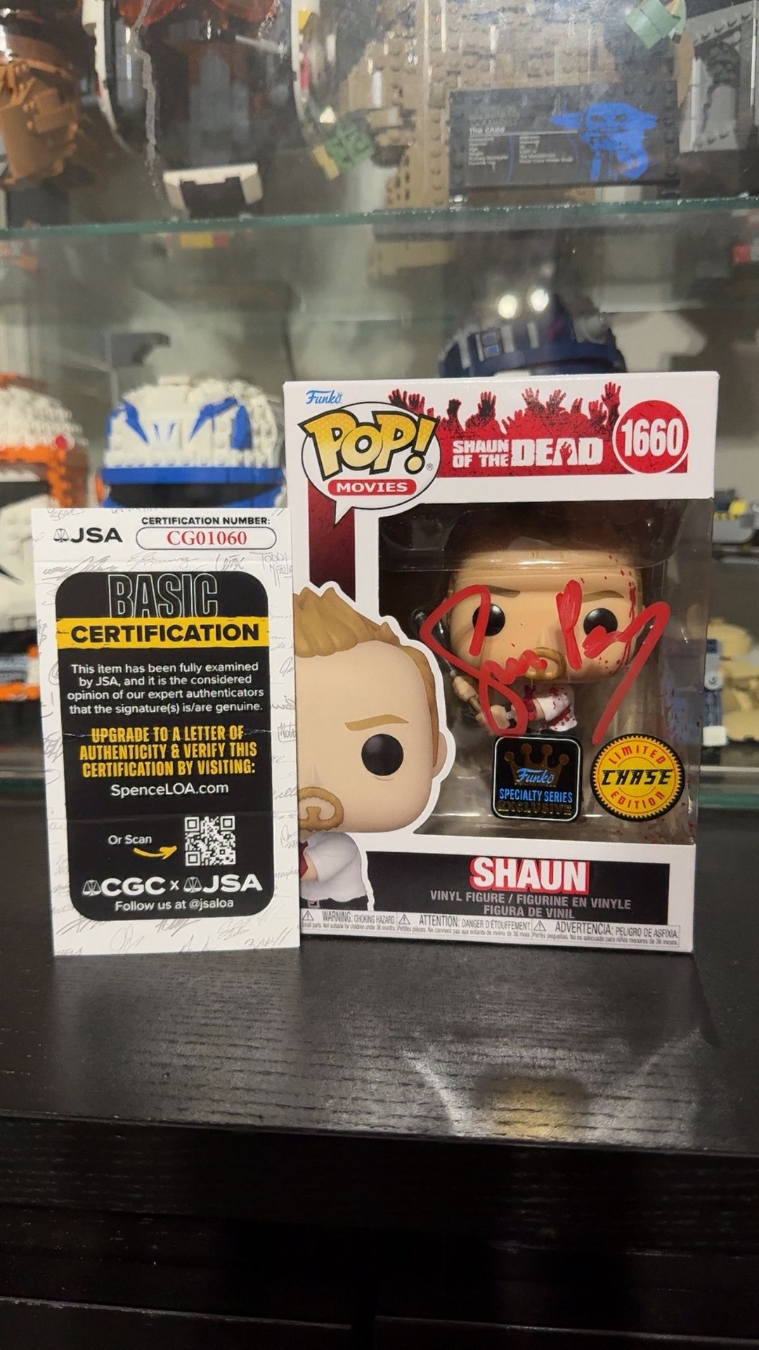 Funko Pop! #1660 Shaun Chase (Funko SP Series) Signed By: Simon Pegg w/ JSA Cert