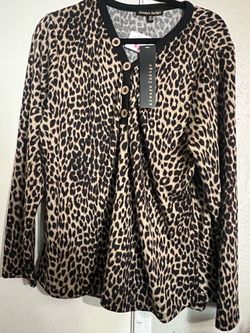 2 Always Indigo Leopard Print Long Sleeve Top